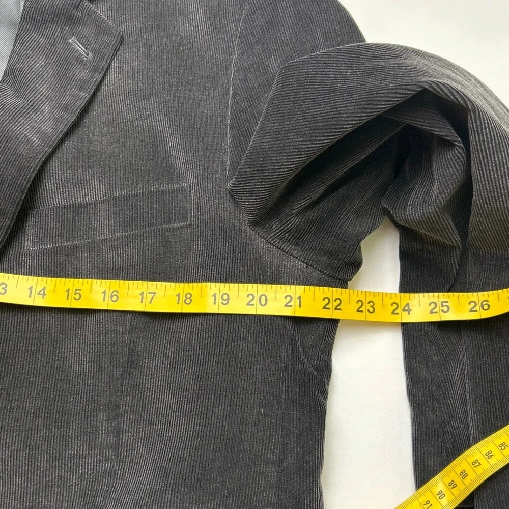 Adolfo Mens Corduroy 2-Button Sport Coat Blazer Size 42R Black Academic Preppy